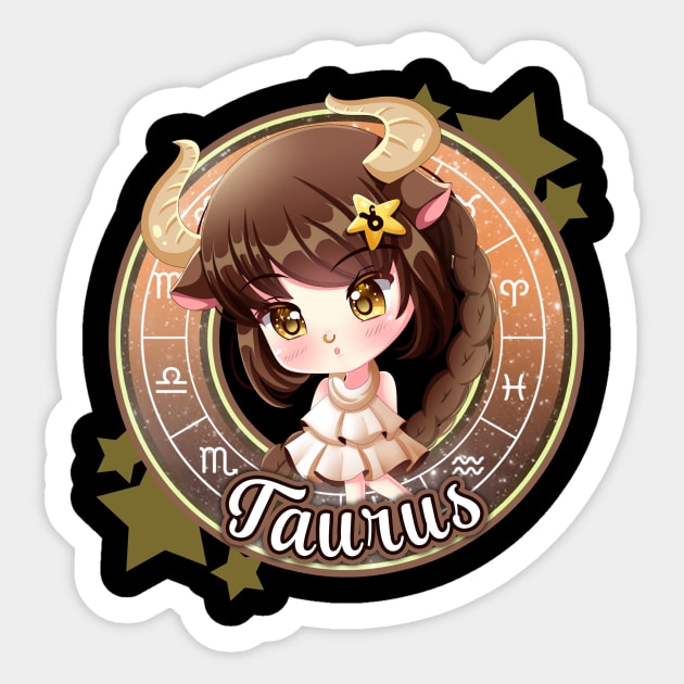 Chibi Taurus Sticker by My Tribe Apparel